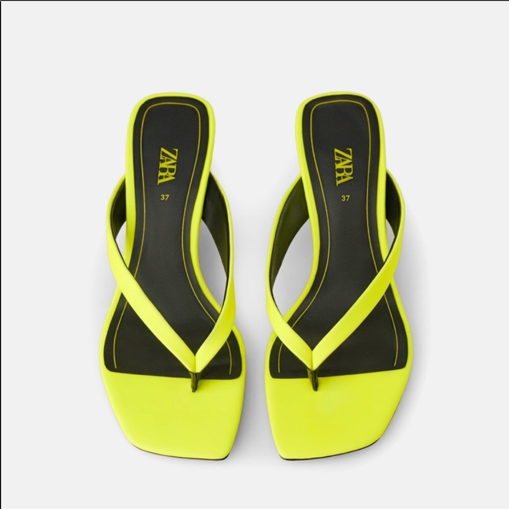Zara  Neon Kitten Heel Sandals